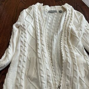 Liz Claiborne Ivory Cable Knit Cardigan